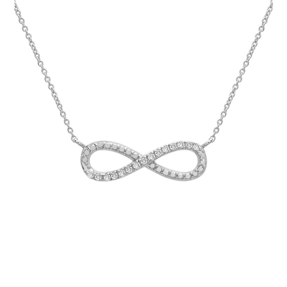 Dainty yet Eye Catching! Silver 926 Rhinestone Diamond Infinity Pendant Necklace - Picture 1 of 3